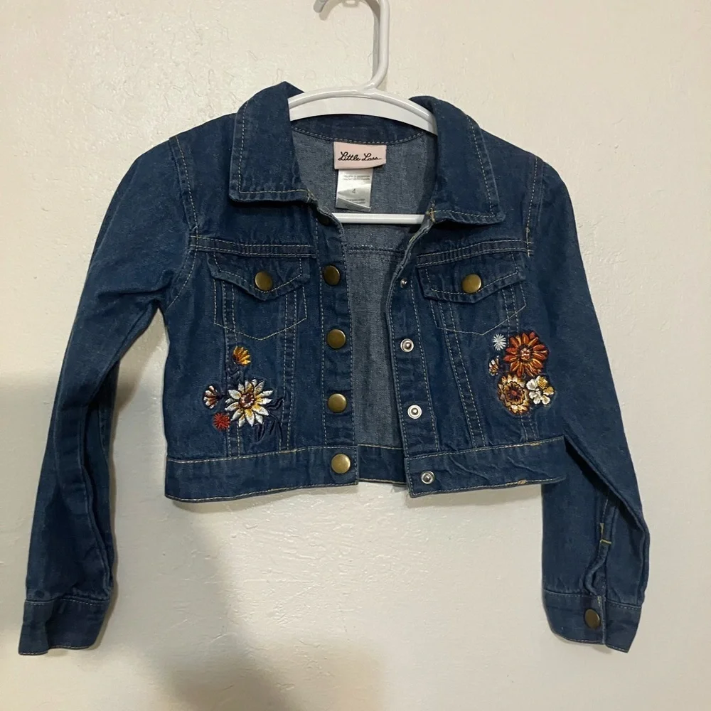 Little last floral embroidered jean jacket size 4 toddlers